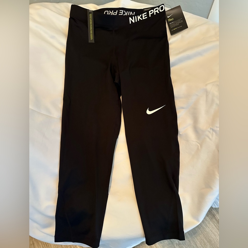 Nike Pro Black Leggings with White Swoosh